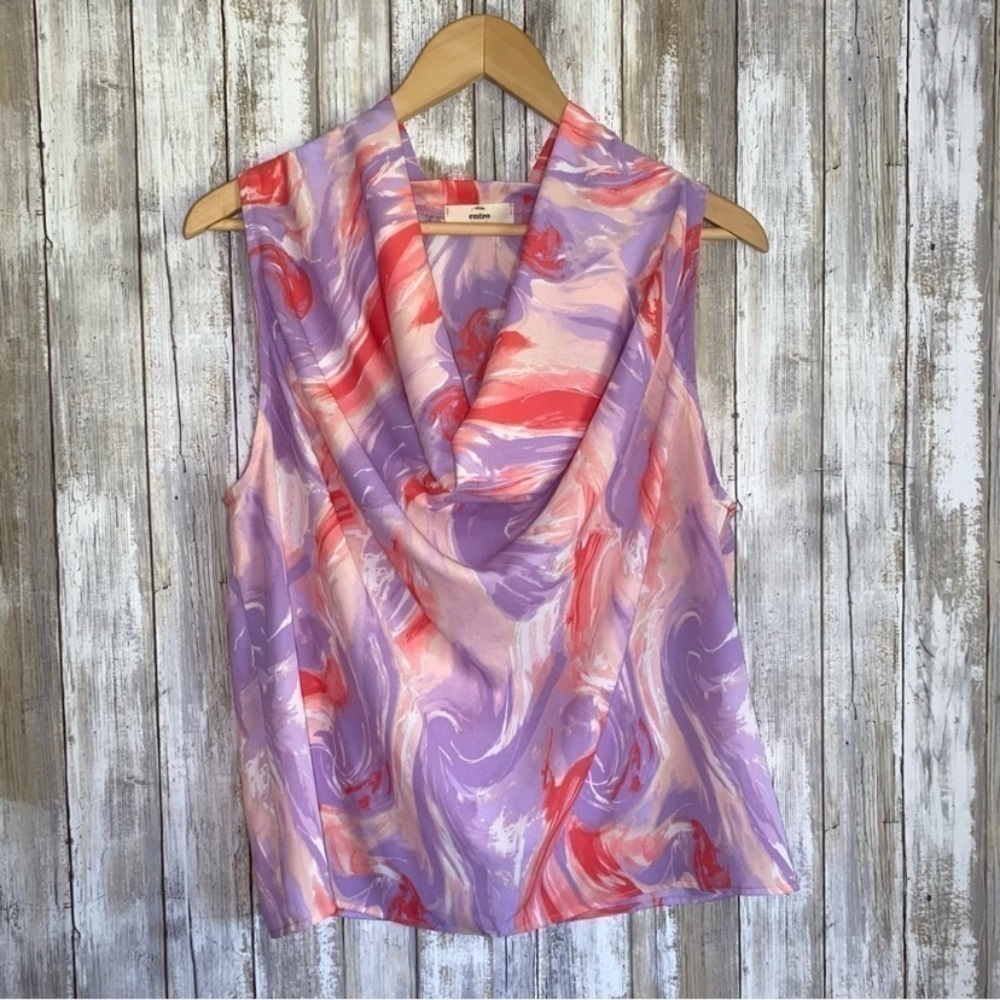 Entro Wonderwall Pink, Purple, & Peach Drop Neck Sleeveless Blouse - Picture 2 of 5